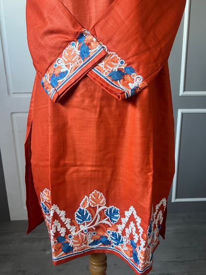 Kashmir Aari cotton Co-Ord Set | Sassy Salmon