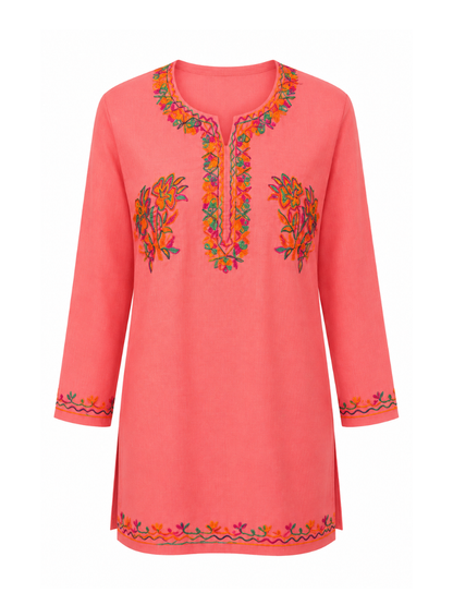 Noor : Aari embroidery summer kurti | Pink