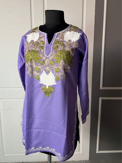Noor : Aari embroidery summer kurti | Lavender