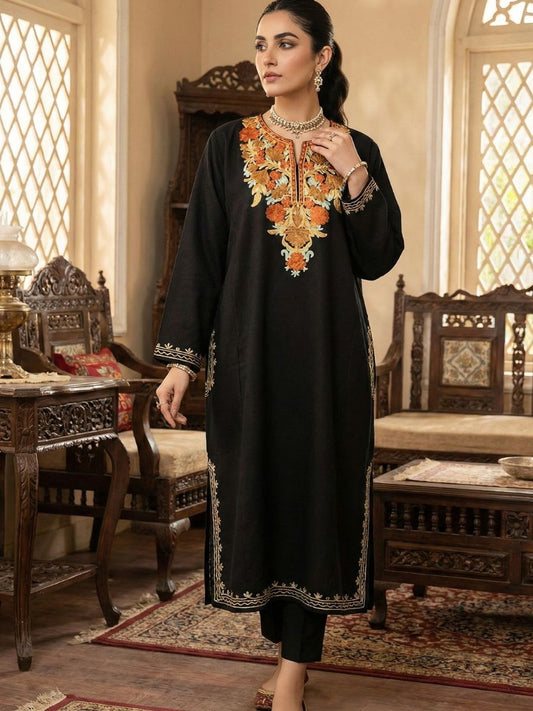 Kashmiri Aari Embroidered Phiran – Light Blue, Pink & Purple | Raven (Copy)