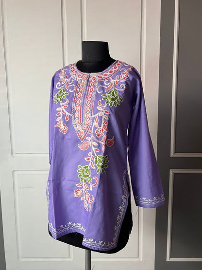 Noor : Aari embroidery summer kurti | Lavender