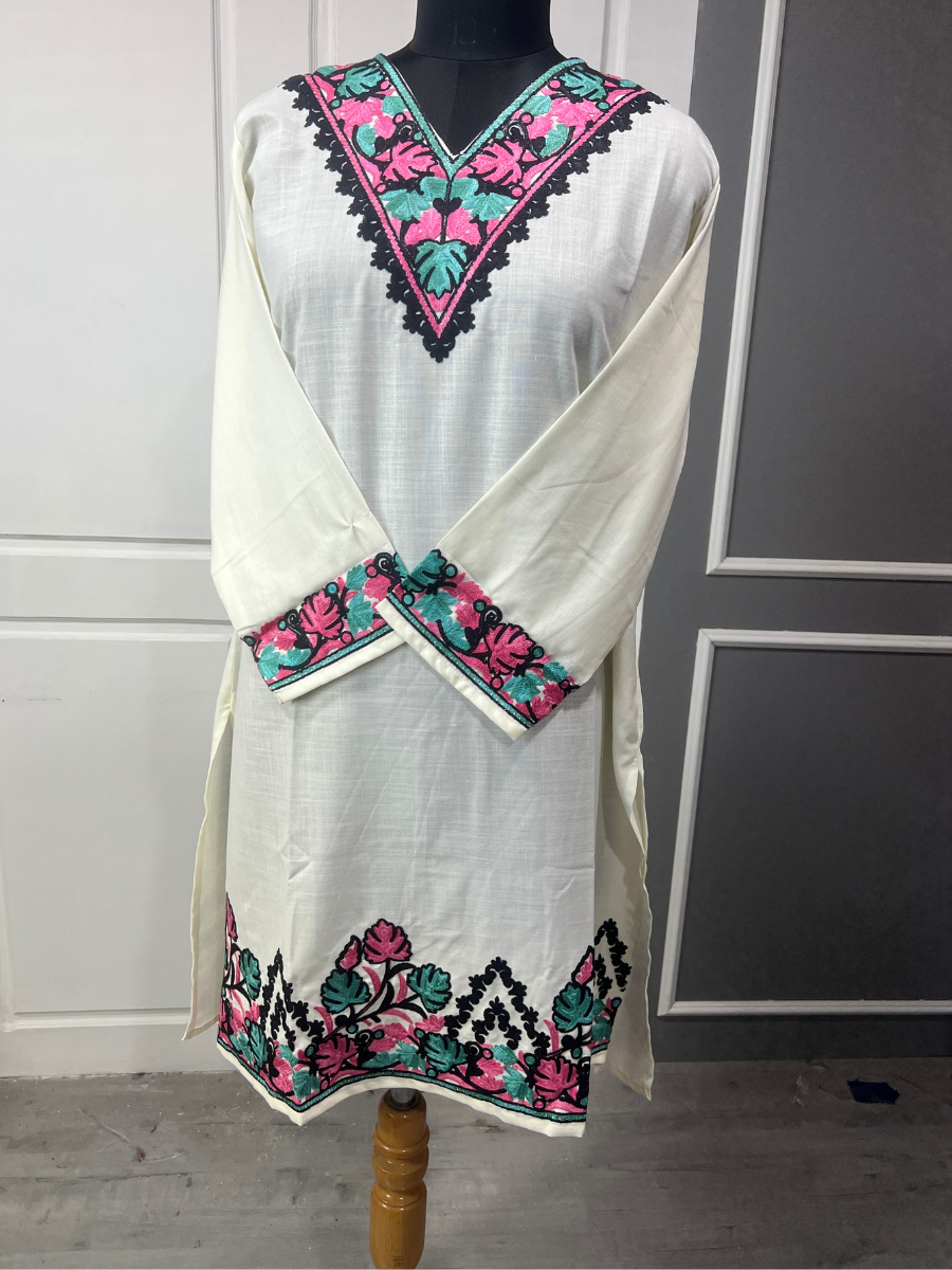 Noor : Aari embroidery summer Co-Ord Set | Light Gray