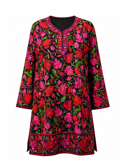 Noor : chinar embroidery summer kurti | Black
