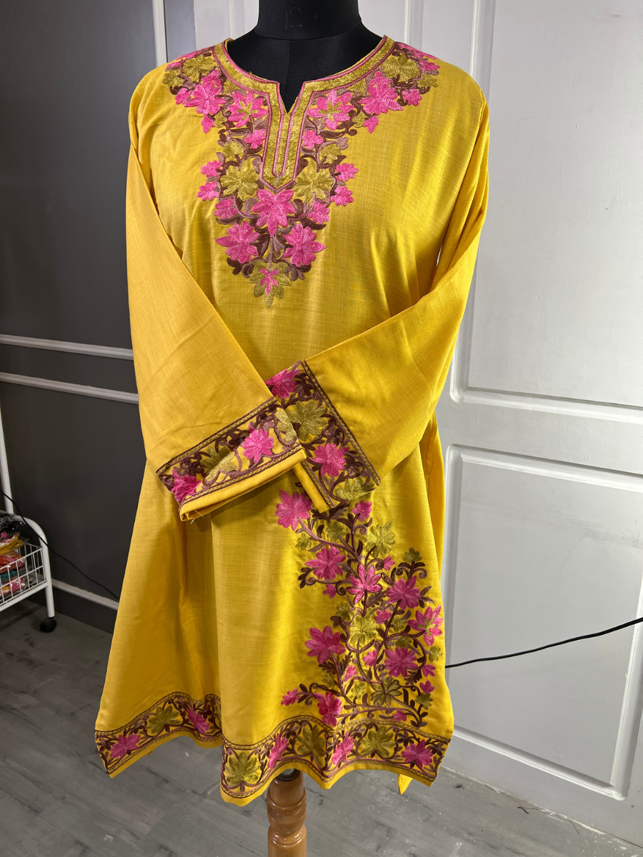 Noor : Aari embroidery summer Co-Ord Set | Gold
