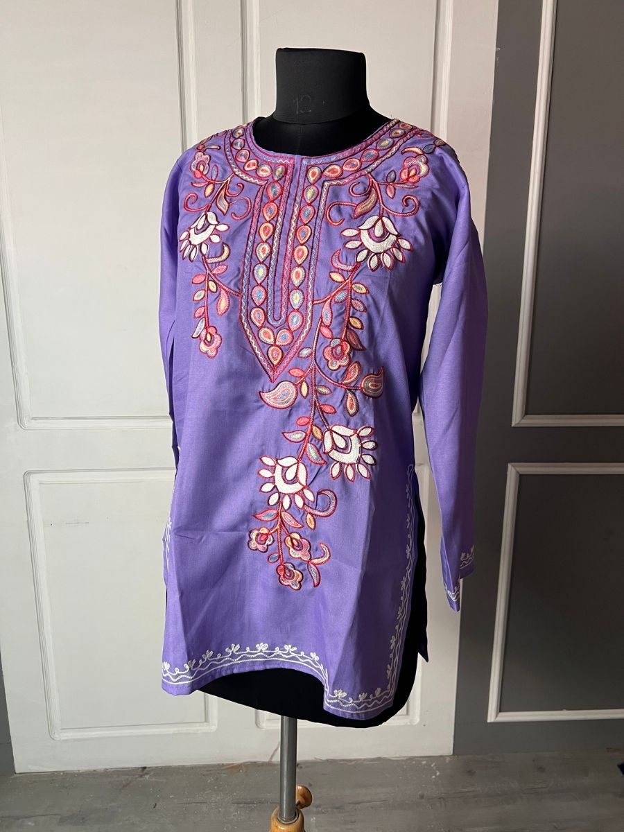 Noor : Aari embroidery summer kurti | Lavender