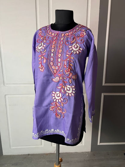 Noor : Aari embroidery summer kurti | Lavender