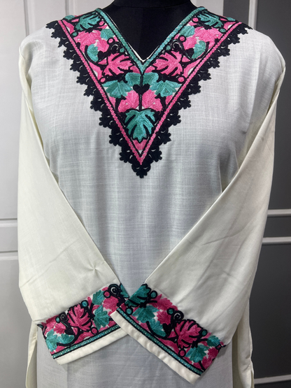 Noor : Aari embroidery summer Co-Ord Set | Light Gray