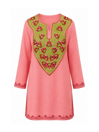 Noor : Aari embroidery summer kurti | Pink