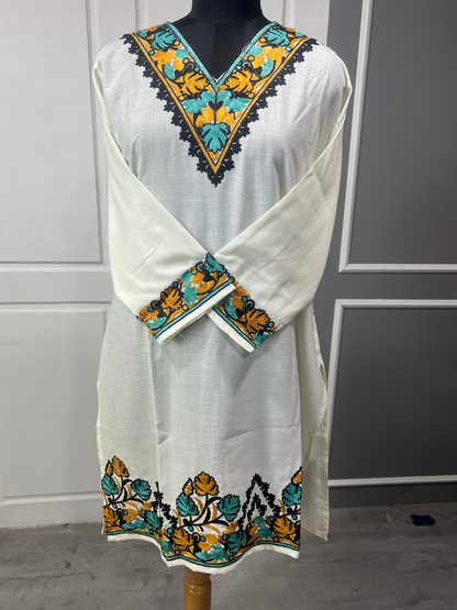 Noor : Kashmiri Aari embroidery summer Co-Ord Set | Light Gray
