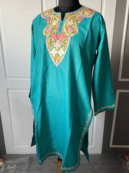 Kashmir Aari cotton Co-Ord Set | Dark Teal