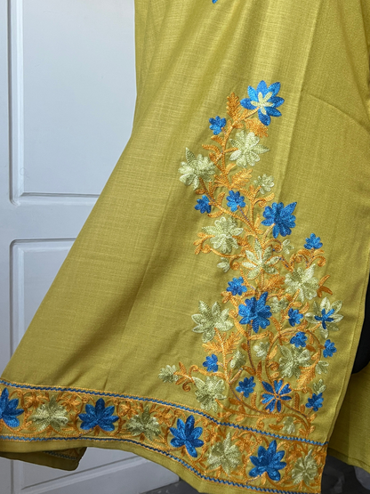 Kashmir Aari cotton Co-Ord Set | Light Moss Green