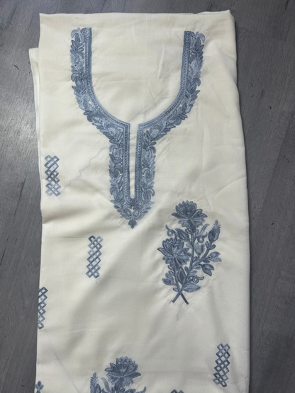 Gul Kashmiri Aari 2 Piece Unstitched Suit  |  Light Gray