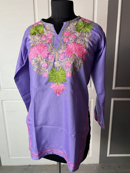 Noor : Aari embroidery summer kurti | Lavender