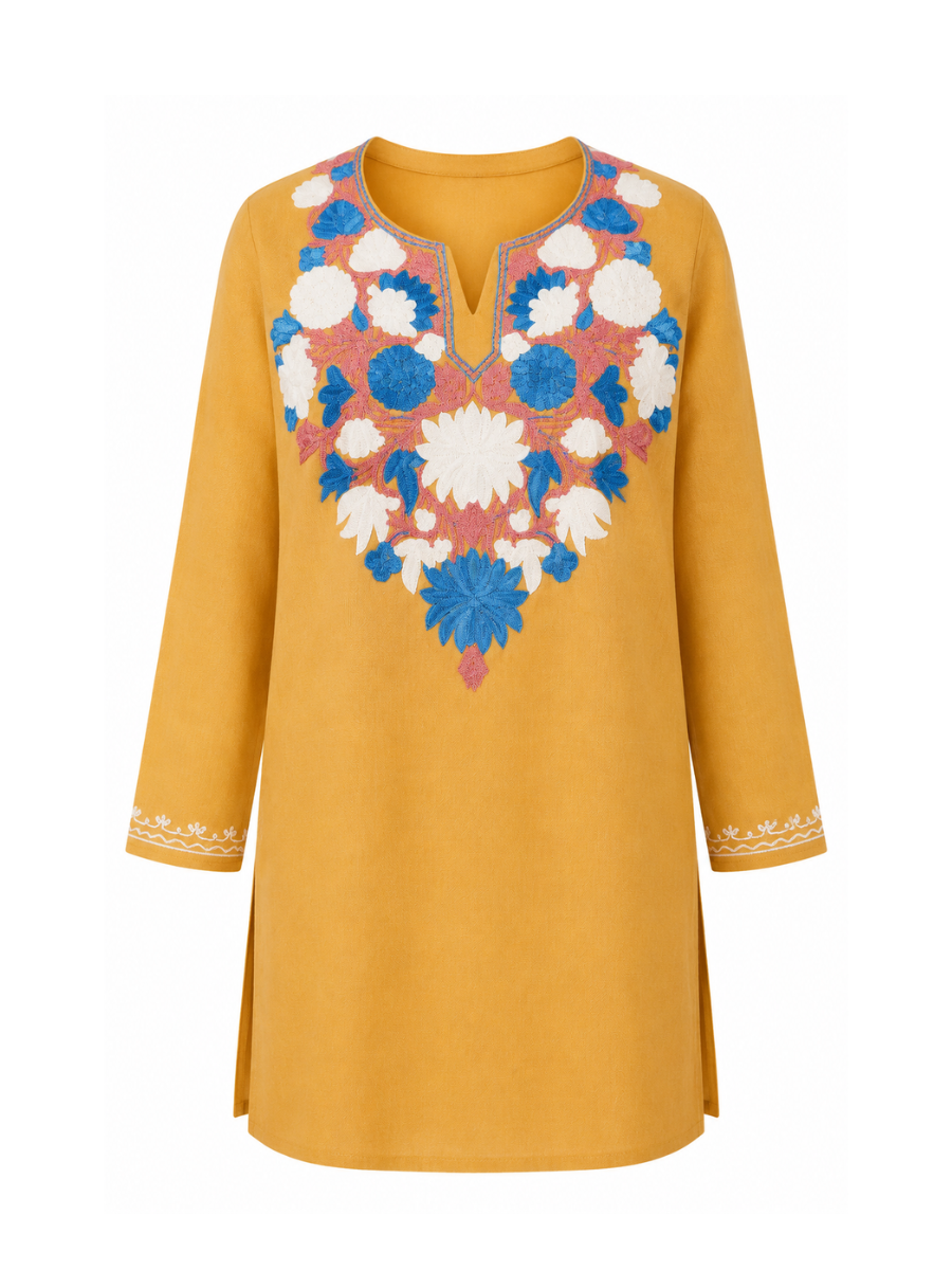 Noor : Aari embroidery summer kurti | Gold