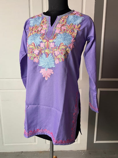 Noor : Aari embroidery summer kurti | Lavender
