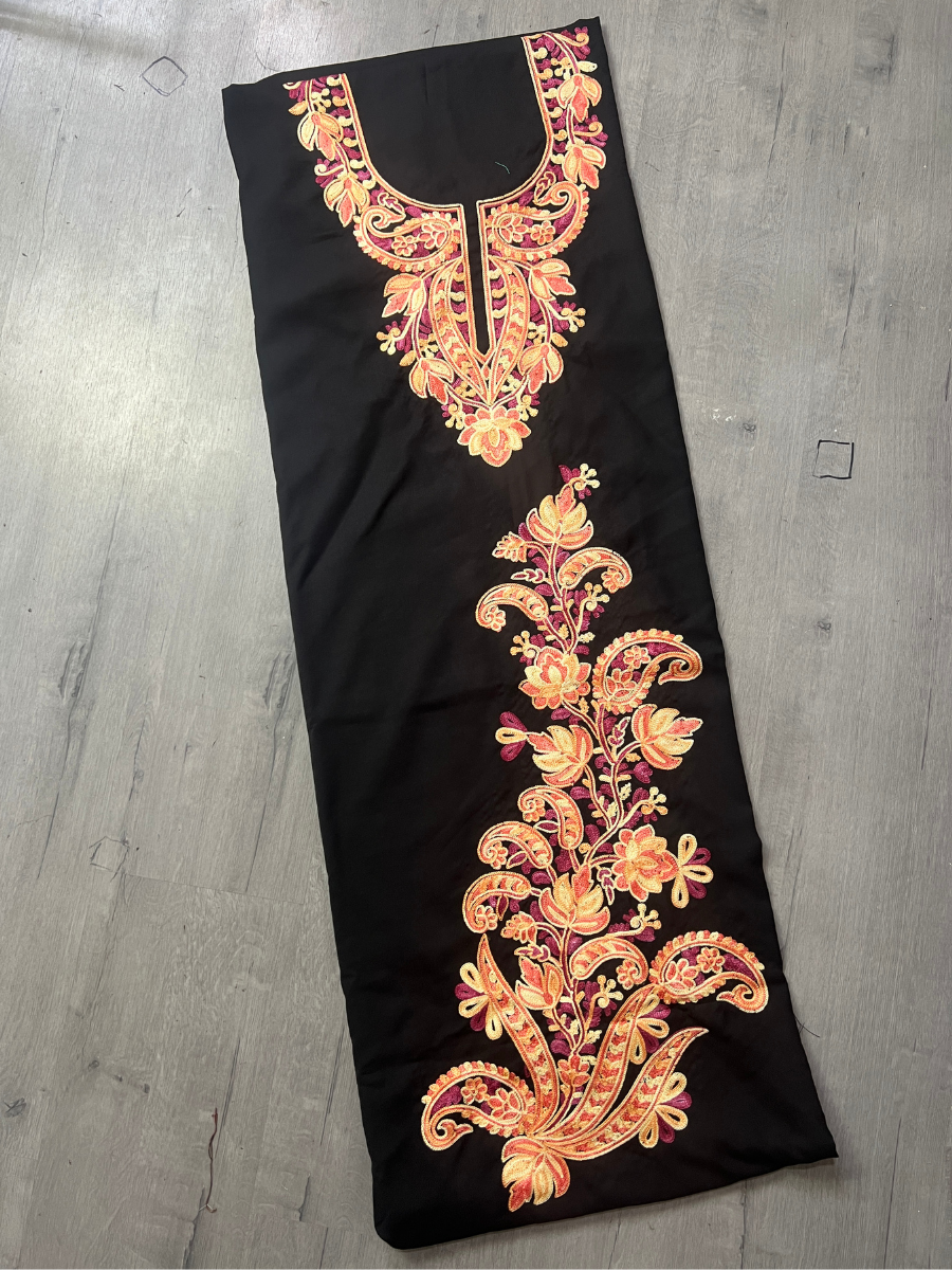 Gul Kashmiri Aari 2 Piece Unstitched Suit  |  Ebony