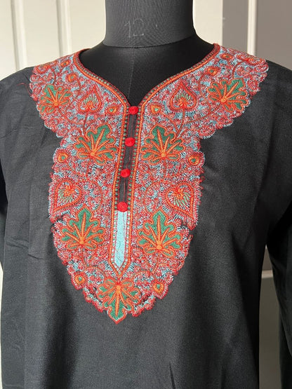 Noor : Aari embroidery summer kurti |Ash Black