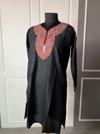 Noor : Aari embroidery summer kurti |Ash Black