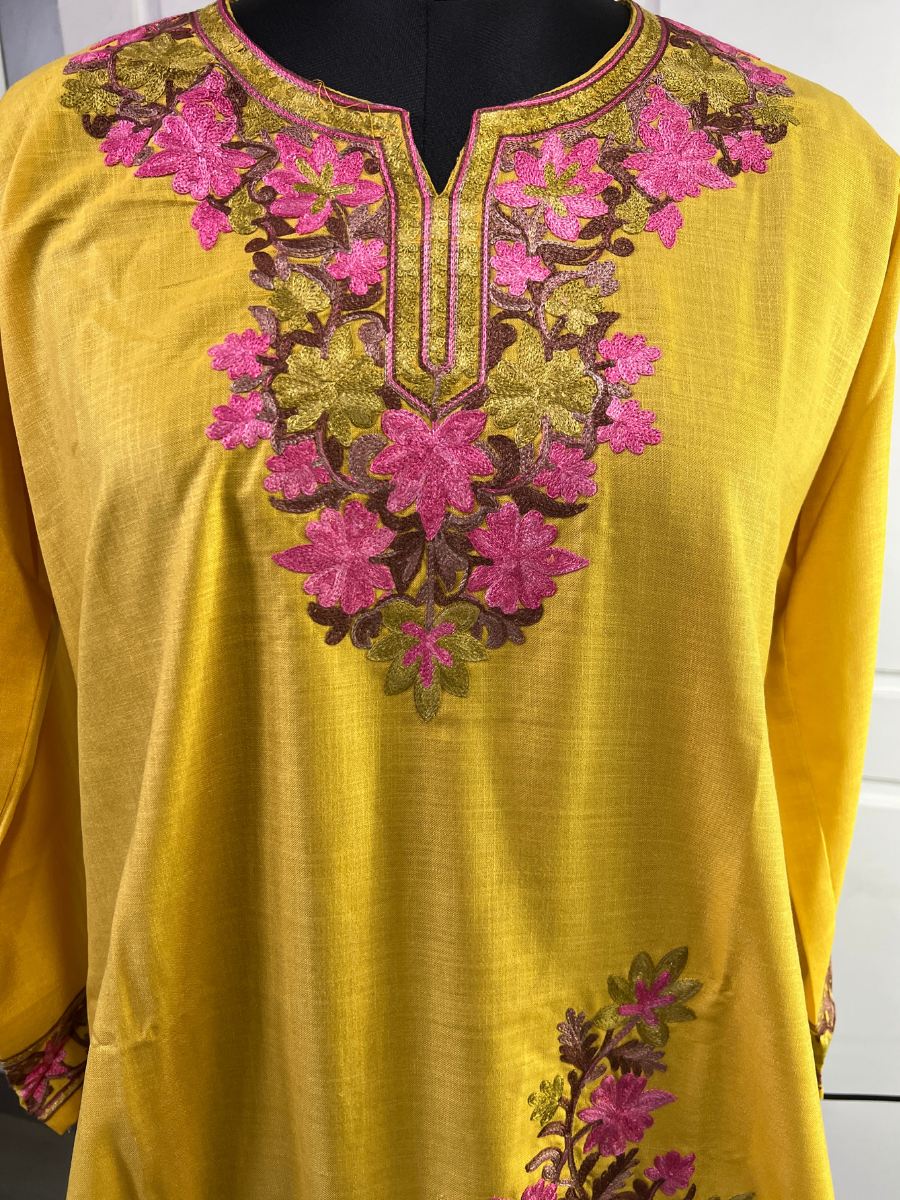 Noor : Aari embroidery summer Co-Ord Set | Gold