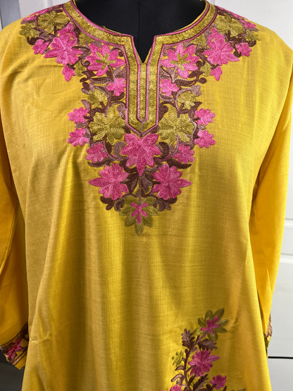 Noor : Aari embroidery summer Co-Ord Set | Gold