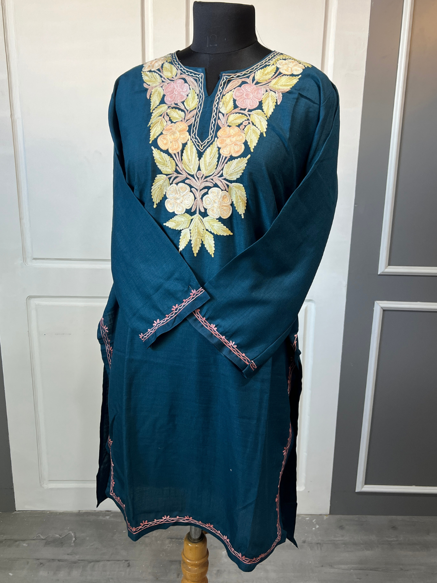 Kashmir Aari cotton Co-Ord Set | Dark Blue