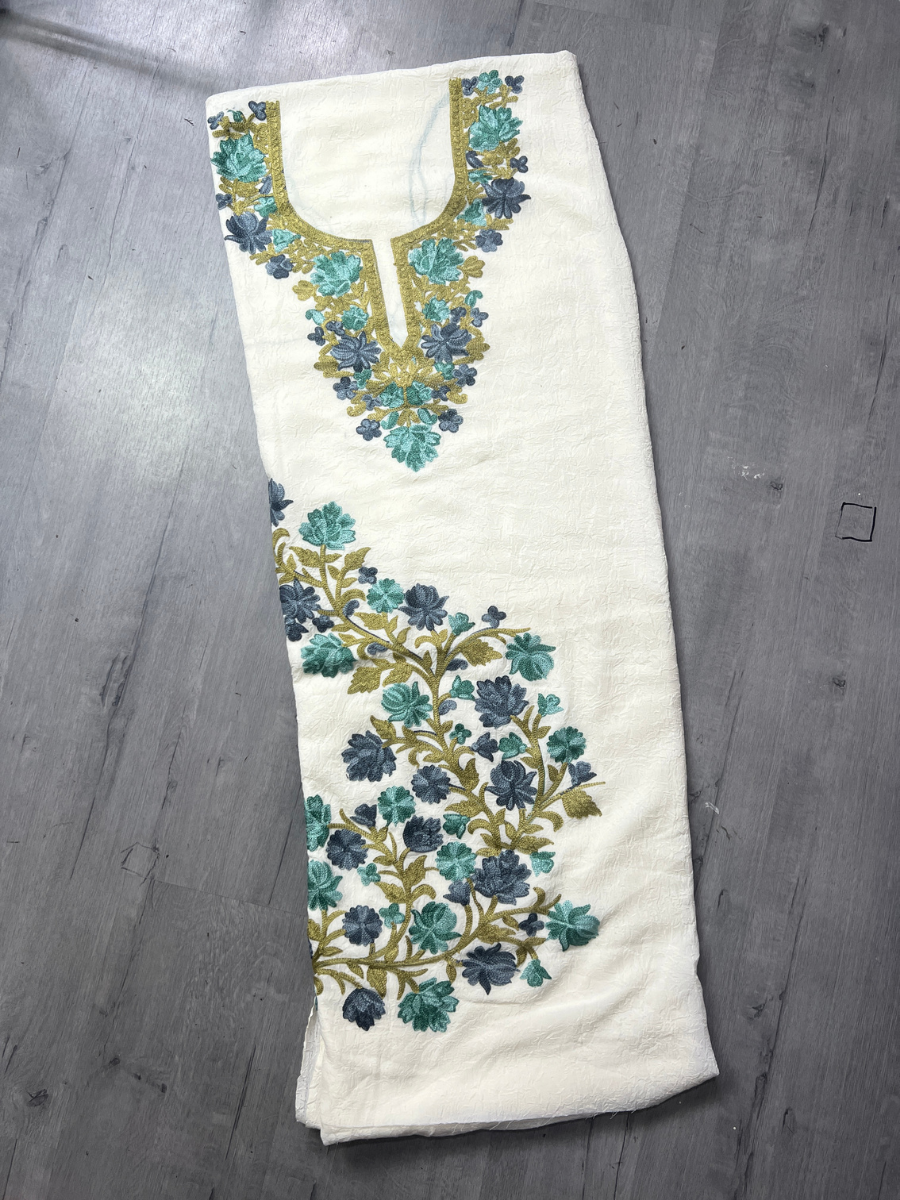 Gul Kashmiri Aari 2 Piece Unstitched Suit  |  Light Gray