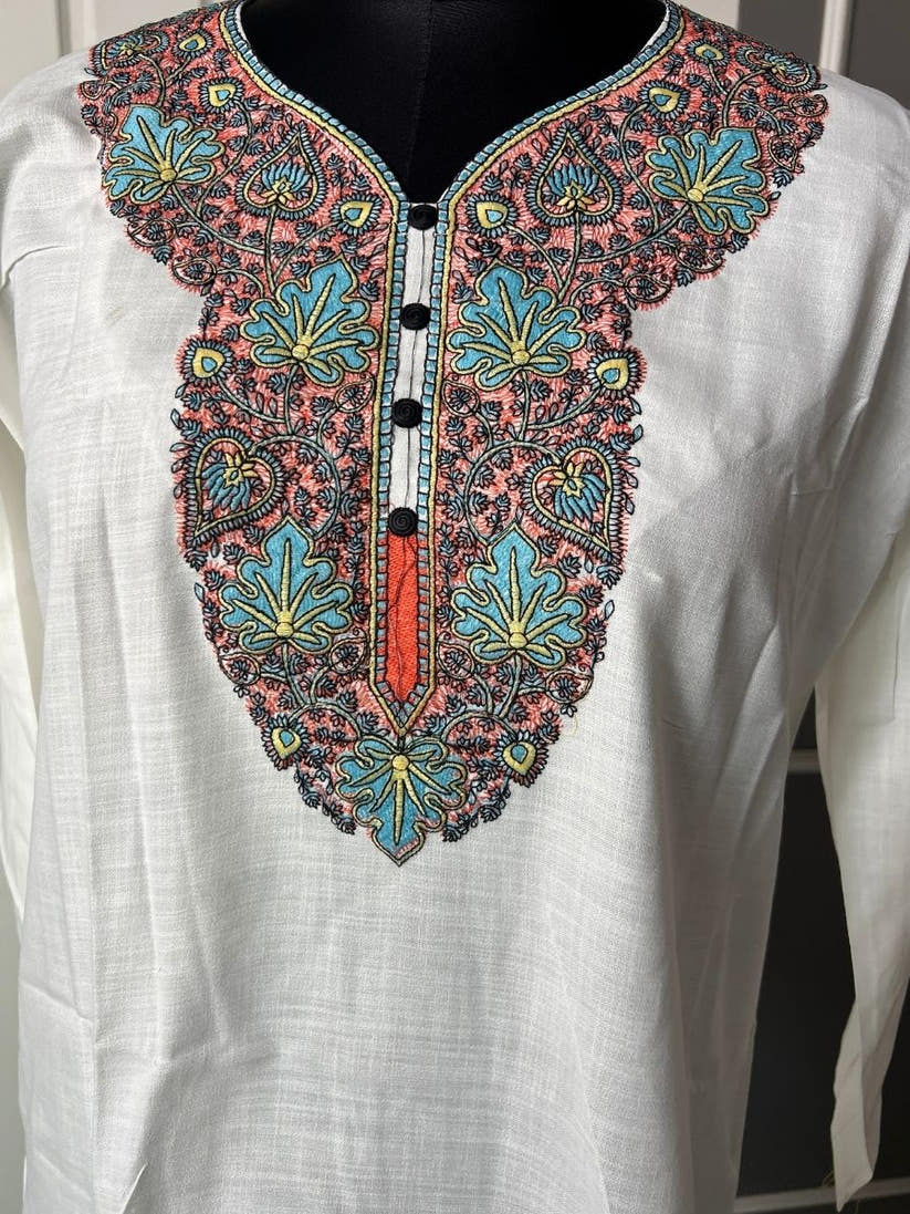 Noor : Aari embroidery summer kurti | White