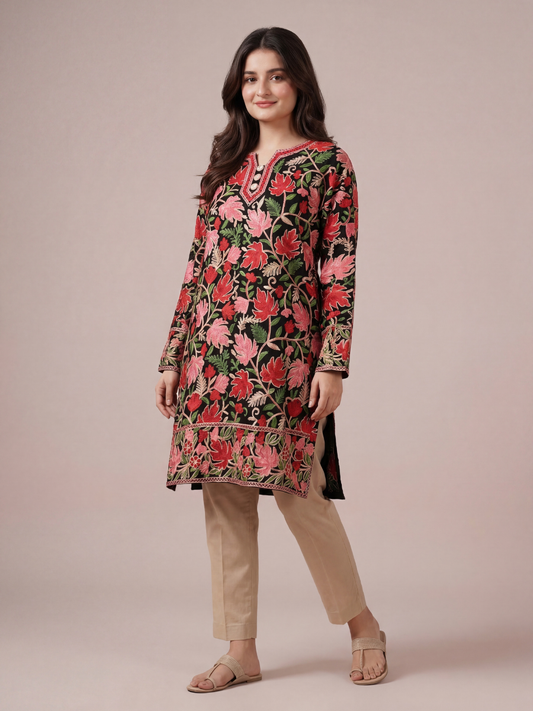 Noor : chinar embroidery summer kurti | Ebony
