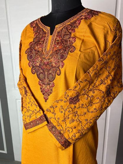 Noor : Aari embroidery summer kurti |Sunset Orange