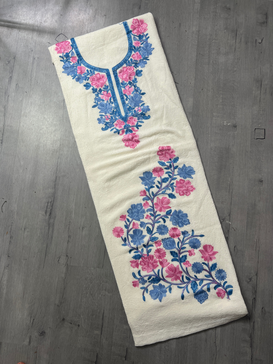 Gul Kashmiri Aari 2 Piece Unstitched Suit  |  Light Gray