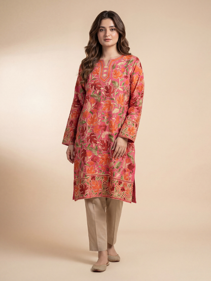 Noor : chinar embroidery summer kurti | Pink