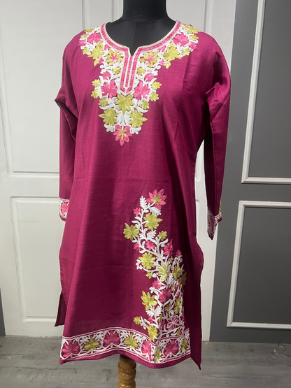 Noor : Aari embroidery summer Co-Ord Set | Plum