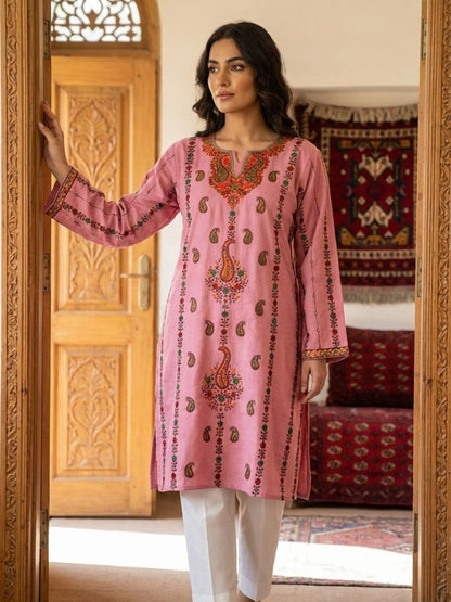 Kashmiri Soni Embroidered Phiran | Pink