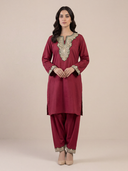 Boti Tila Summer Co-Ord set |Dark Red