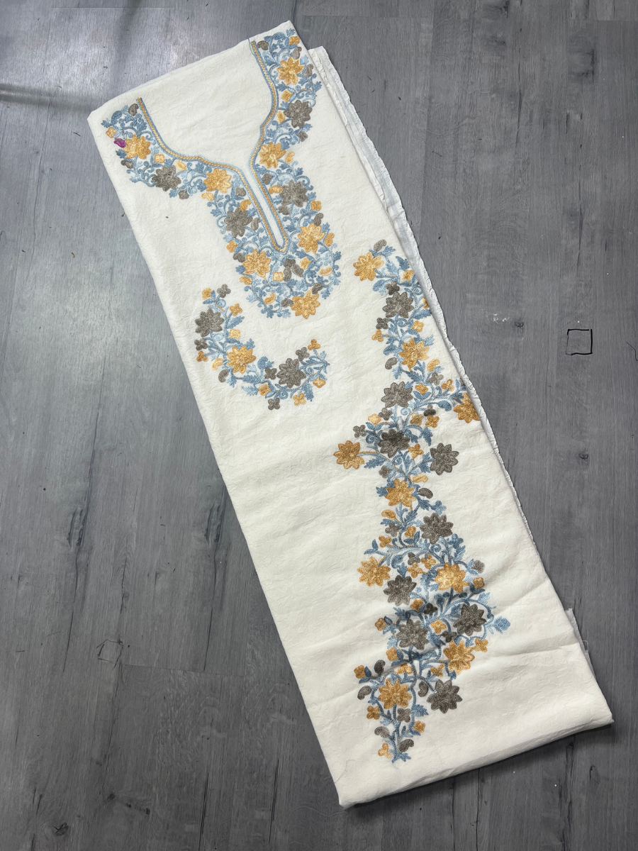 Gul Kashmiri Aari 2 Piece Unstitched Suit  |  Light Gray