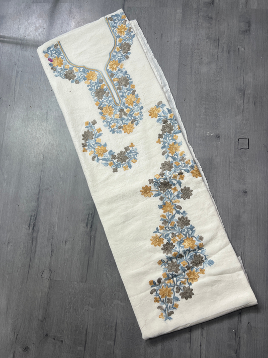 Gul Kashmiri Aari 2 Piece Unstitched Suit  |  Light Gray