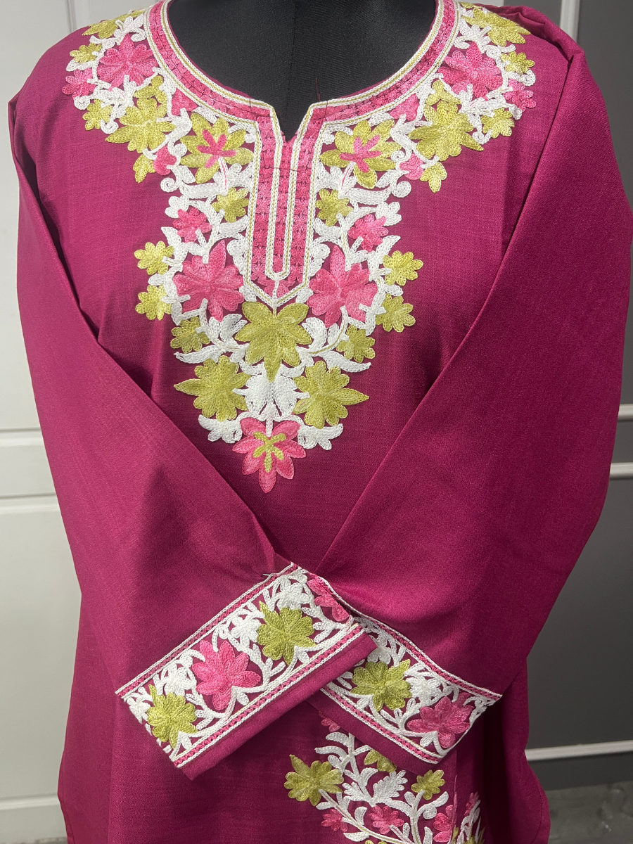 Noor : Aari embroidery summer Co-Ord Set | Plum