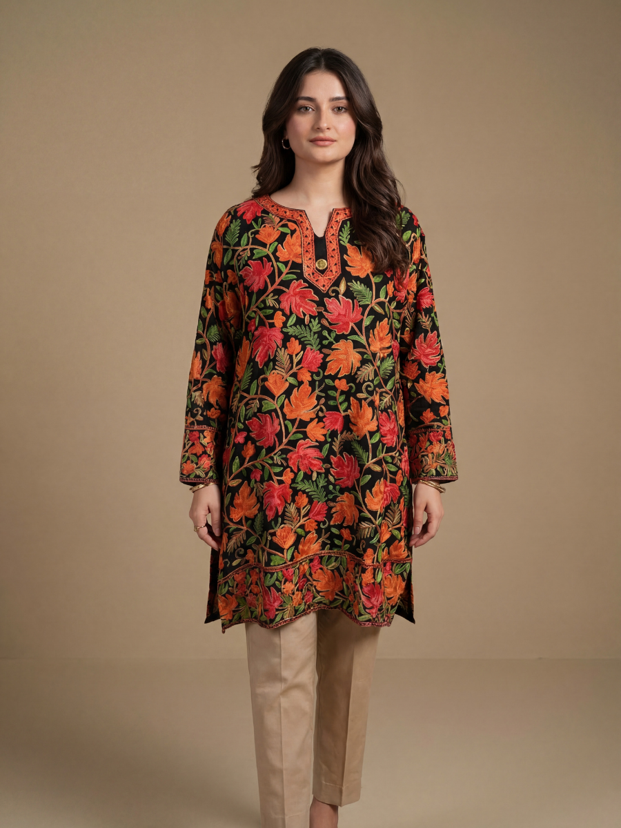 Noor : chinar embroidery summer kurti | Ebony