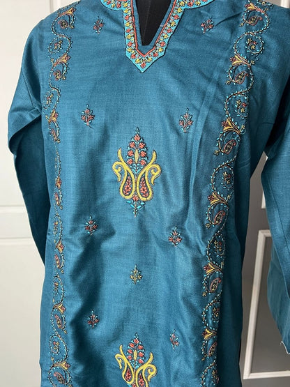 Noor : Sozni embroidery summer kurti | Dark Teal