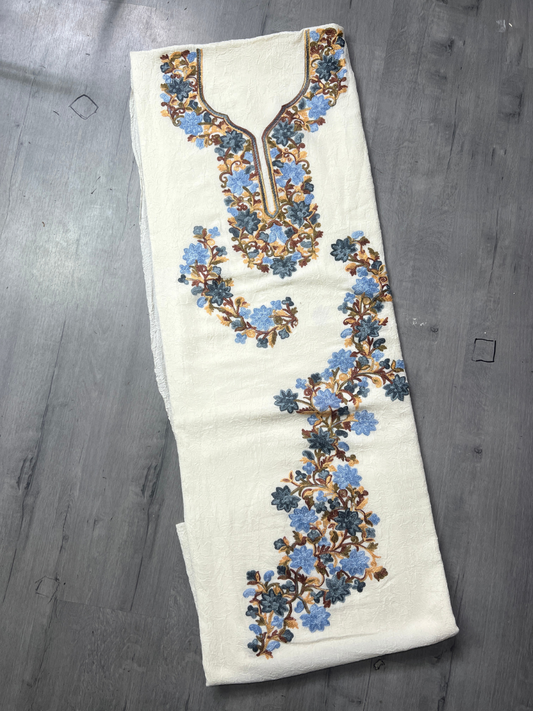 Gul Kashmiri Aari 2 Piece Unstitched Suit  |  Light Gray