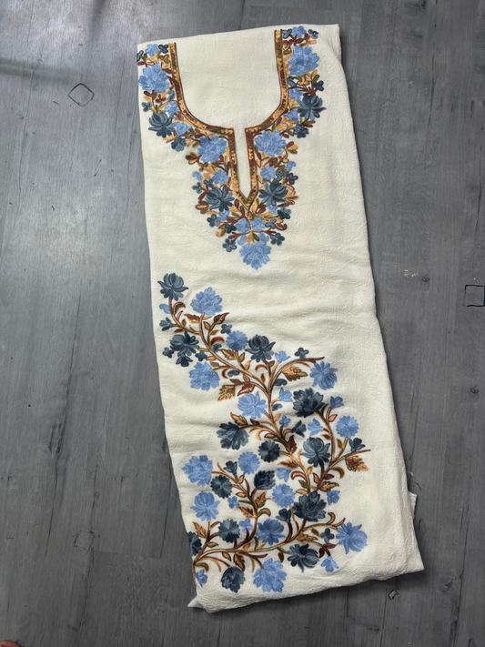 Gul Kashmiri Aari 2 Piece Unstitched Suit  |  Light Gray