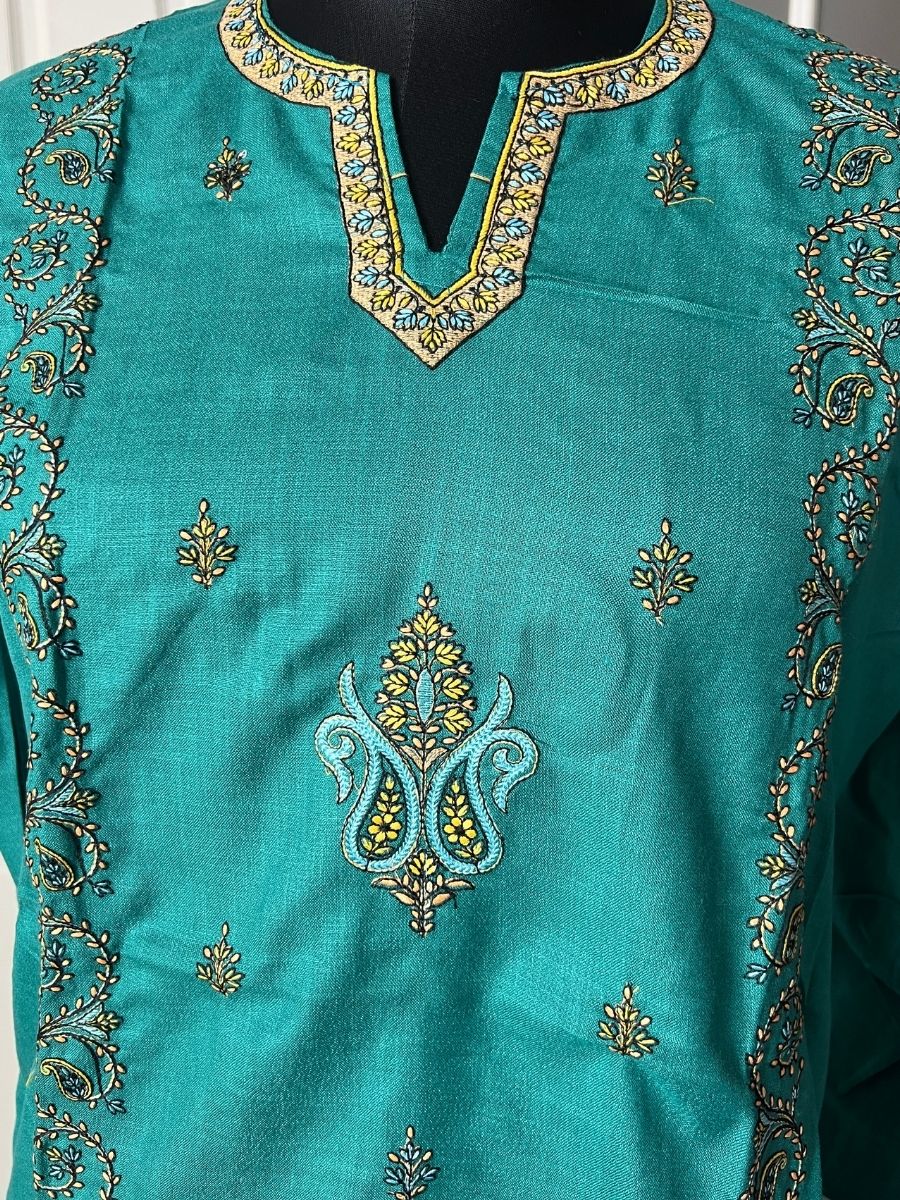 Noor : Sozni embroidery summer kurti | Dark Teal
