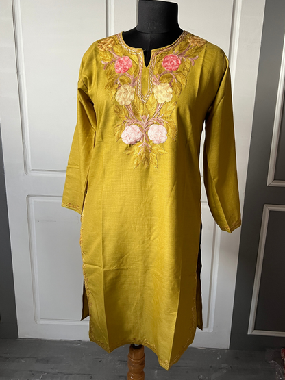 Kashmir Aari cotton Co-Ord Set | Gold