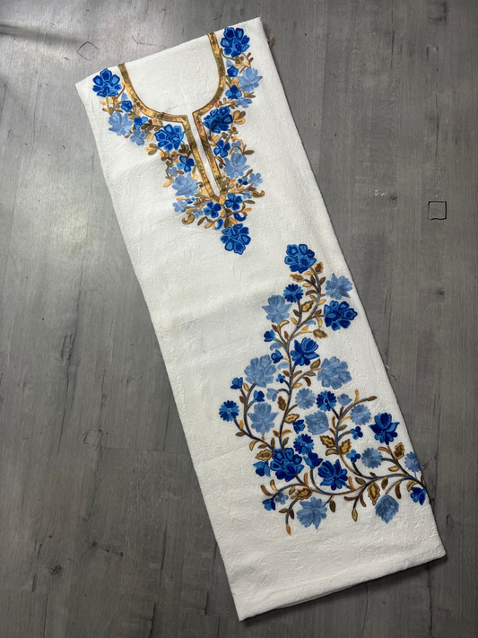 Gul Kashmiri Aari 2 Piece Unstitched Suit  |  Light Gray