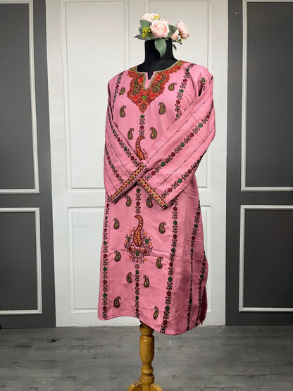 Kashmiri Soni Embroidered Phiran | Pink