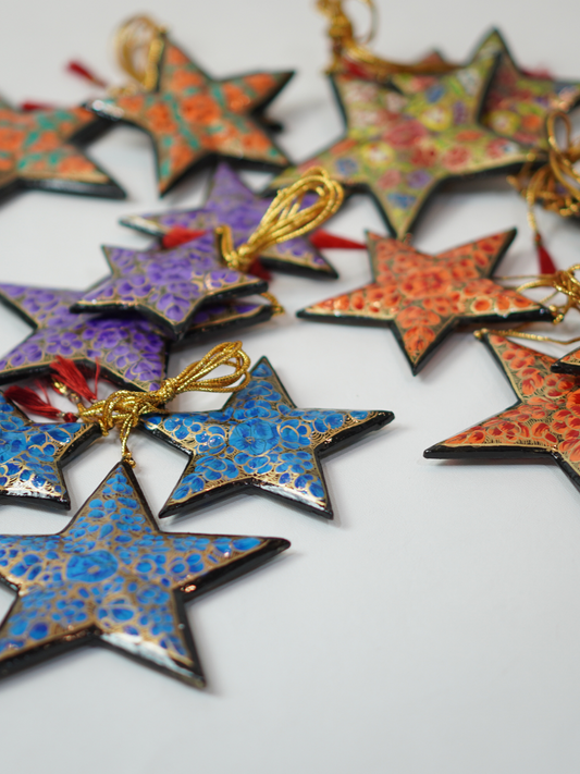 Stars - Handcrafted Paper Mache Christmas Ornaments & Festive Décor