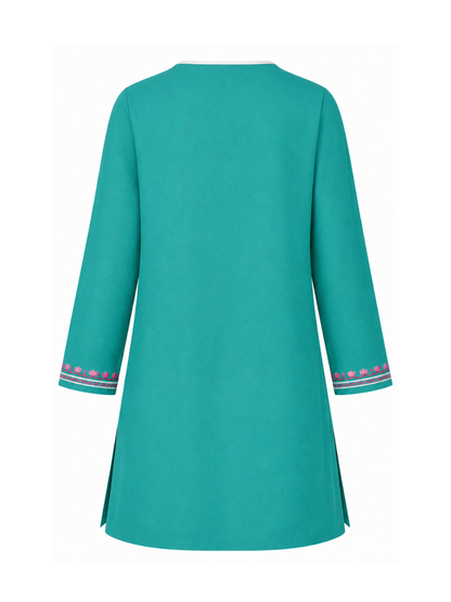 Noor : Aari embroidery summer kurti | Ocean Teal