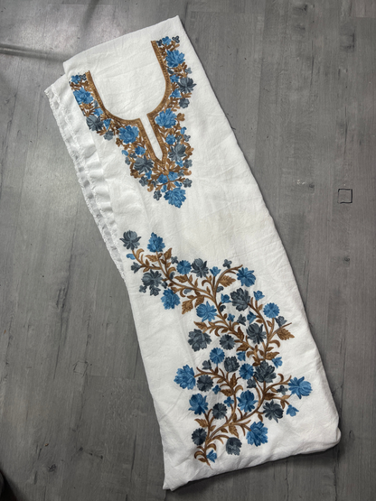 Gul Kashmiri Aari 2 Piece Unstitched Suit  |  Light Gray