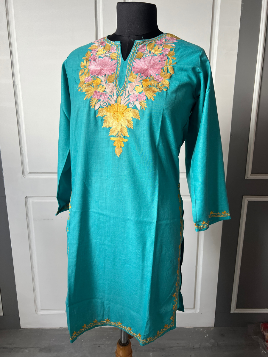 Kashmir Aari cotton Co-Ord Set | Dark Teal