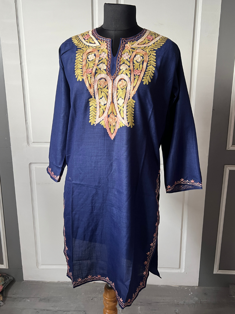 Kashmir Aari cotton Co-Ord Set | Royal Indigo